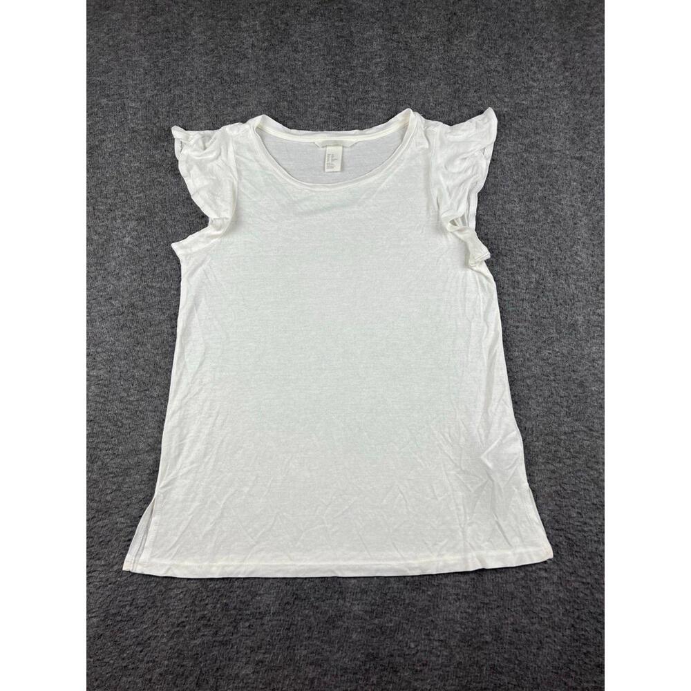 H&M White Ruffle Sleeve Women's Top Size XS